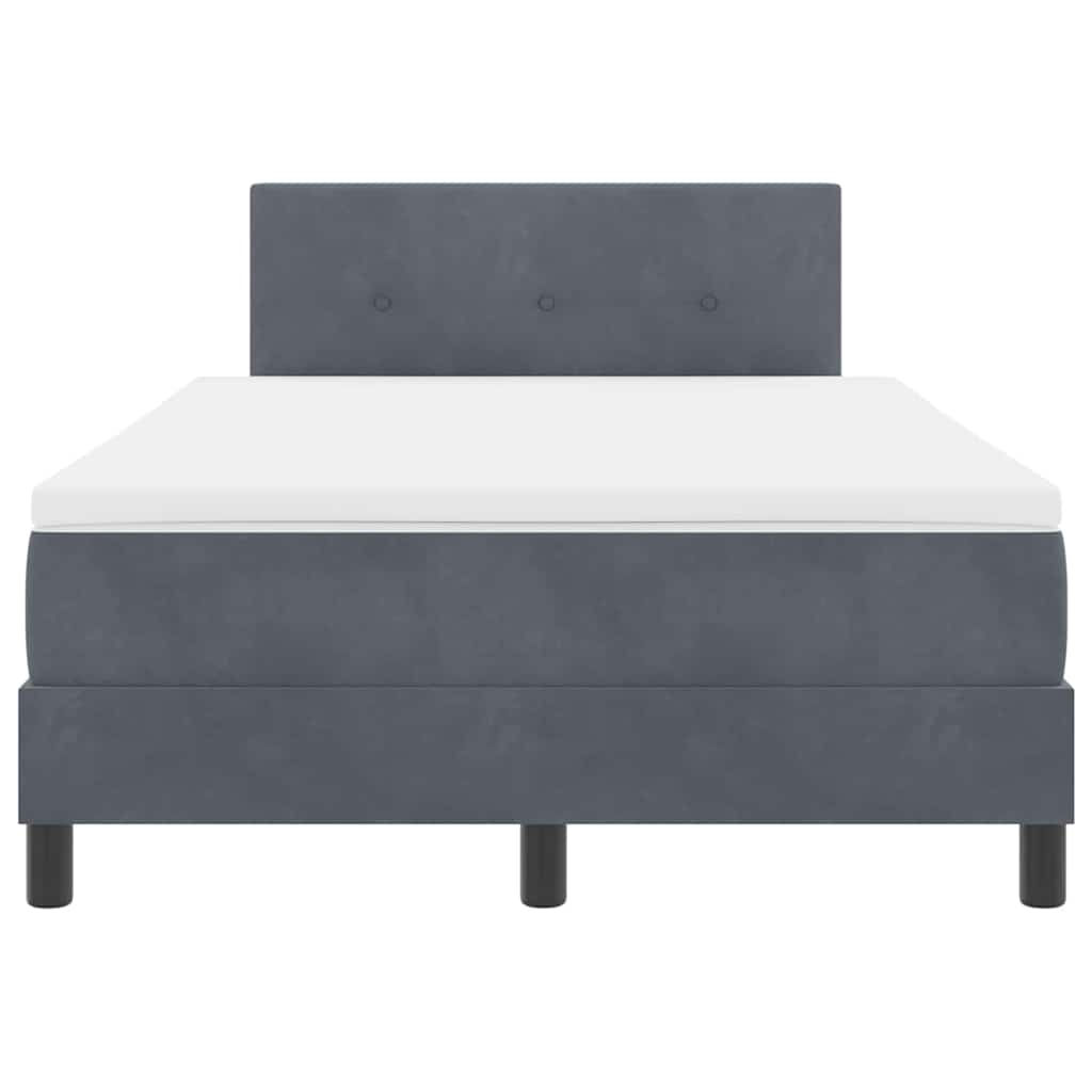 Box Spring Seng Med Madras Mørkegrå 120 X 200 Cm Fløjl - Billede 9