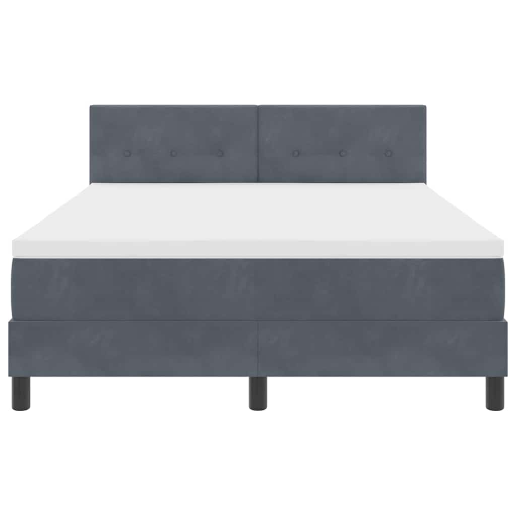 Box Spring Seng Med Madras Mørkegrå 160 X 200 Cm Fløjl - Billede 8
