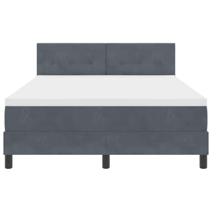Box Spring Seng Med Madras Mørkegrå 160 X 200 Cm Fløjl - Billede 8