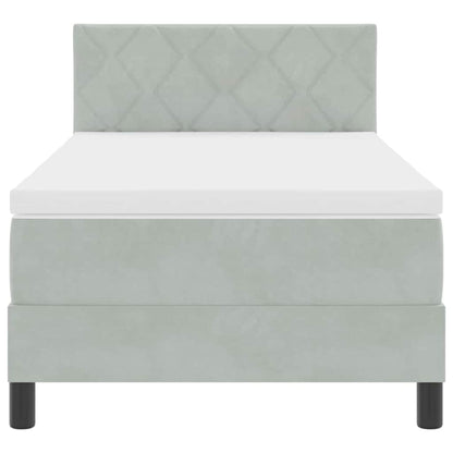 Box Spring Seng Med Madras Lysegrå 90 X 190 Cm Fløjl - Billede 8