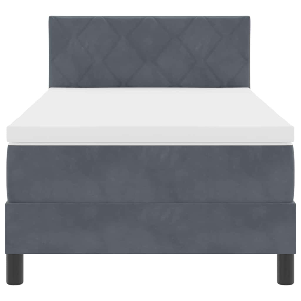 Box Spring Seng Med Madras Mørkegrå 90 X 200 Cm Fløjl - Billede 7