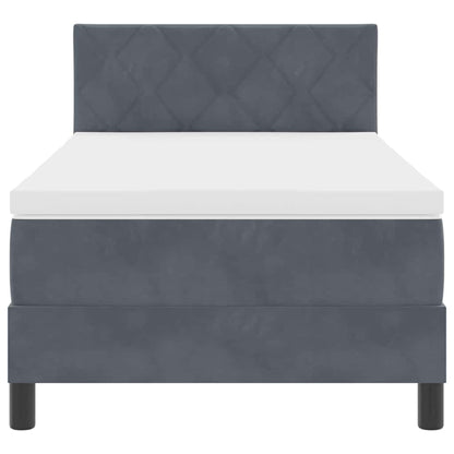 Box Spring Seng Med Madras Mørkegrå 90 X 200 Cm Fløjl - Billede 7
