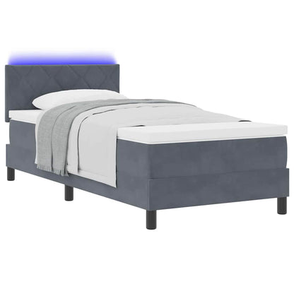 Box Spring Seng Med Madras Mørkegrå 90 X 200 Cm Fløjl - Billede 3