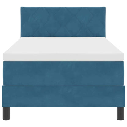 Box Spring Seng Med Hovedgærde Mørkeblå 100 X 200 Cm Fløjl - Billede 8