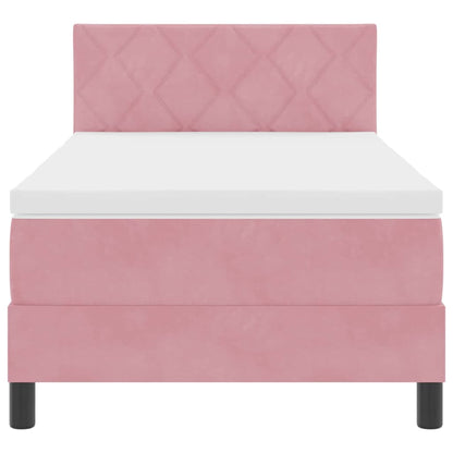 Box Spring Seng Med Madras Lyserød 100 X 200 Cm Fløjl - Billede 9