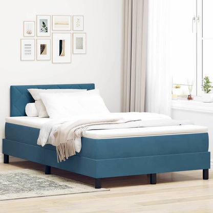 Box Spring Seng Med Hovedgærde Mørkeblå 120 X 190 Cm Fløjl - Hovedbillede
