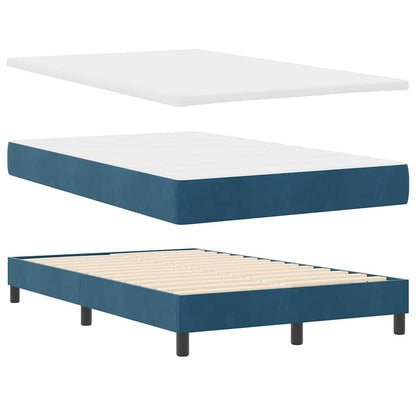 Box Spring Seng Med Hovedgærde Mørkeblå 120 X 190 Cm Fløjl - Billede 6