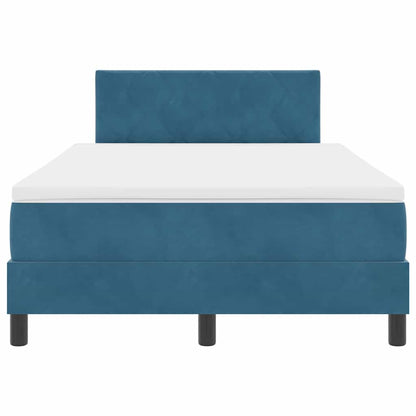 Box Spring Seng Med Hovedgærde Mørkeblå 120 X 190 Cm Fløjl - Billede 8