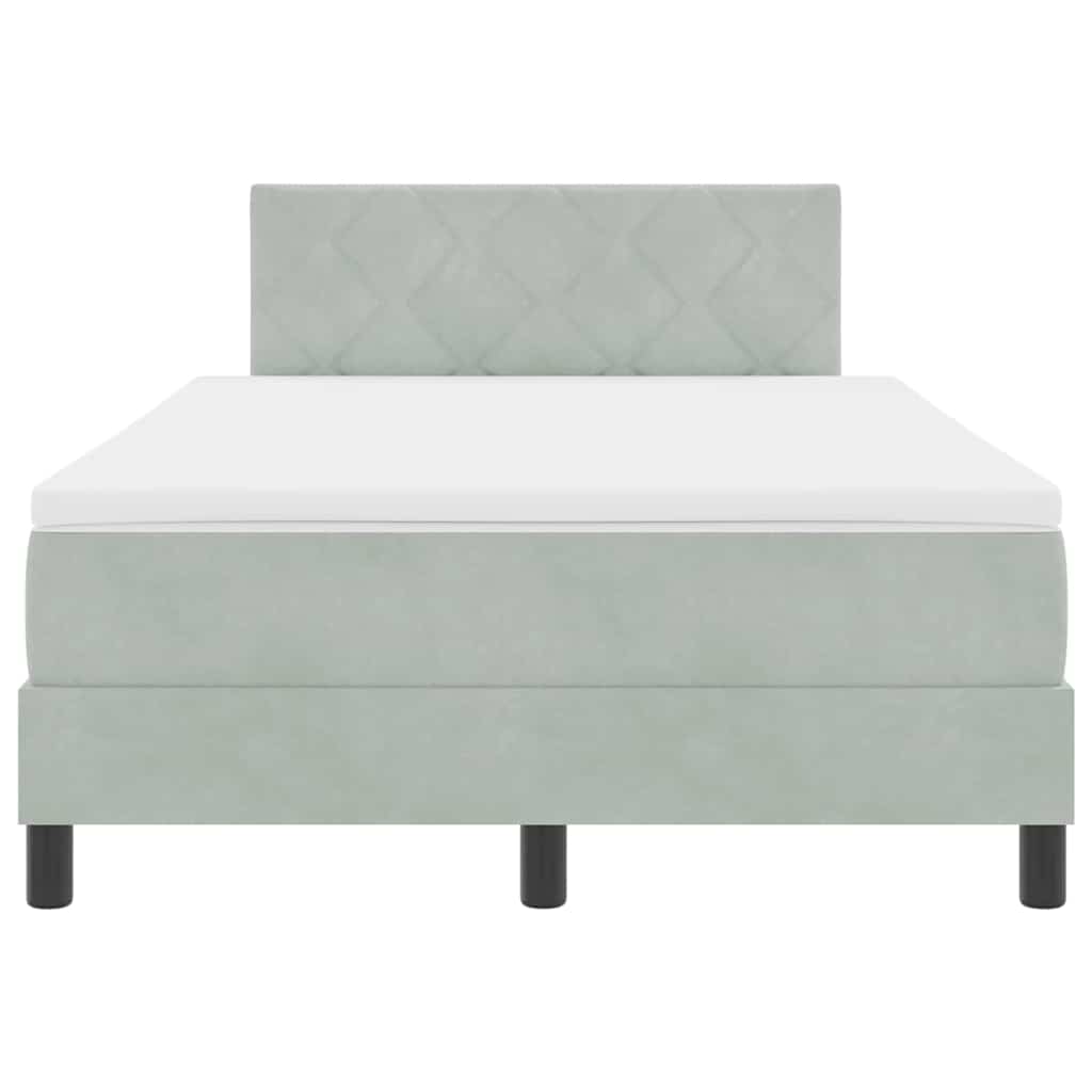 Box Spring Seng Med Madras Lysegrå 120 X 200 Cm Fløjl - Billede 9