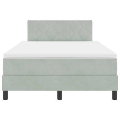 Box Spring Seng Med Madras Lysegrå 120 X 200 Cm Fløjl - Billede 9