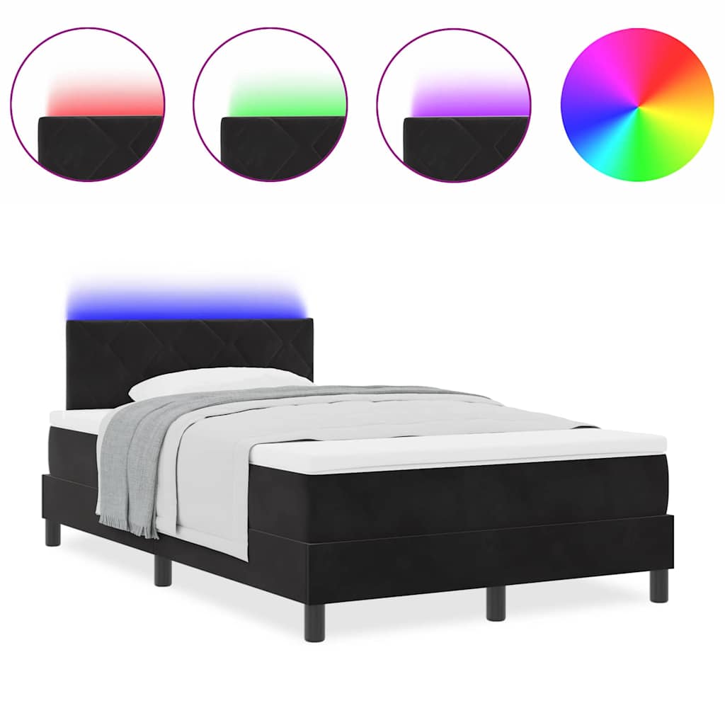 Box Spring Seng Med Madras Sort 120 X 200 Cm Fløjl - Billede 4