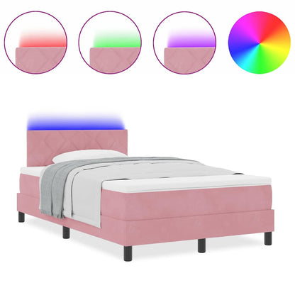 Box Spring Seng Med Hovedgærde Lyserød 120 X 200 Cm Fløjl - Billede 4