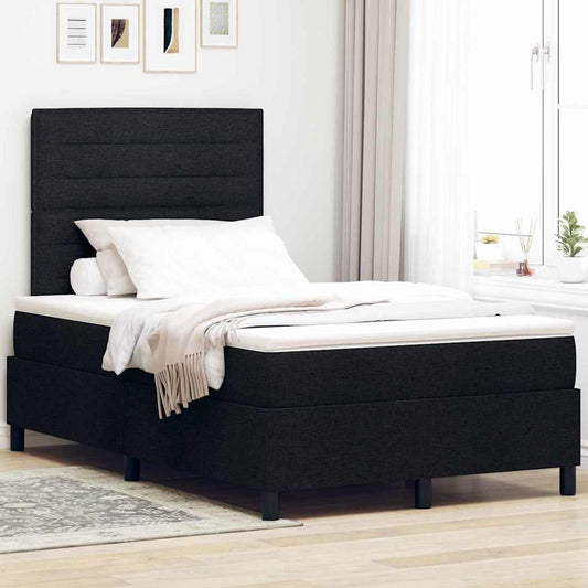Box Spring Seng Med Madras Sort 120 X 190 Cm Stof - Hovedbillede