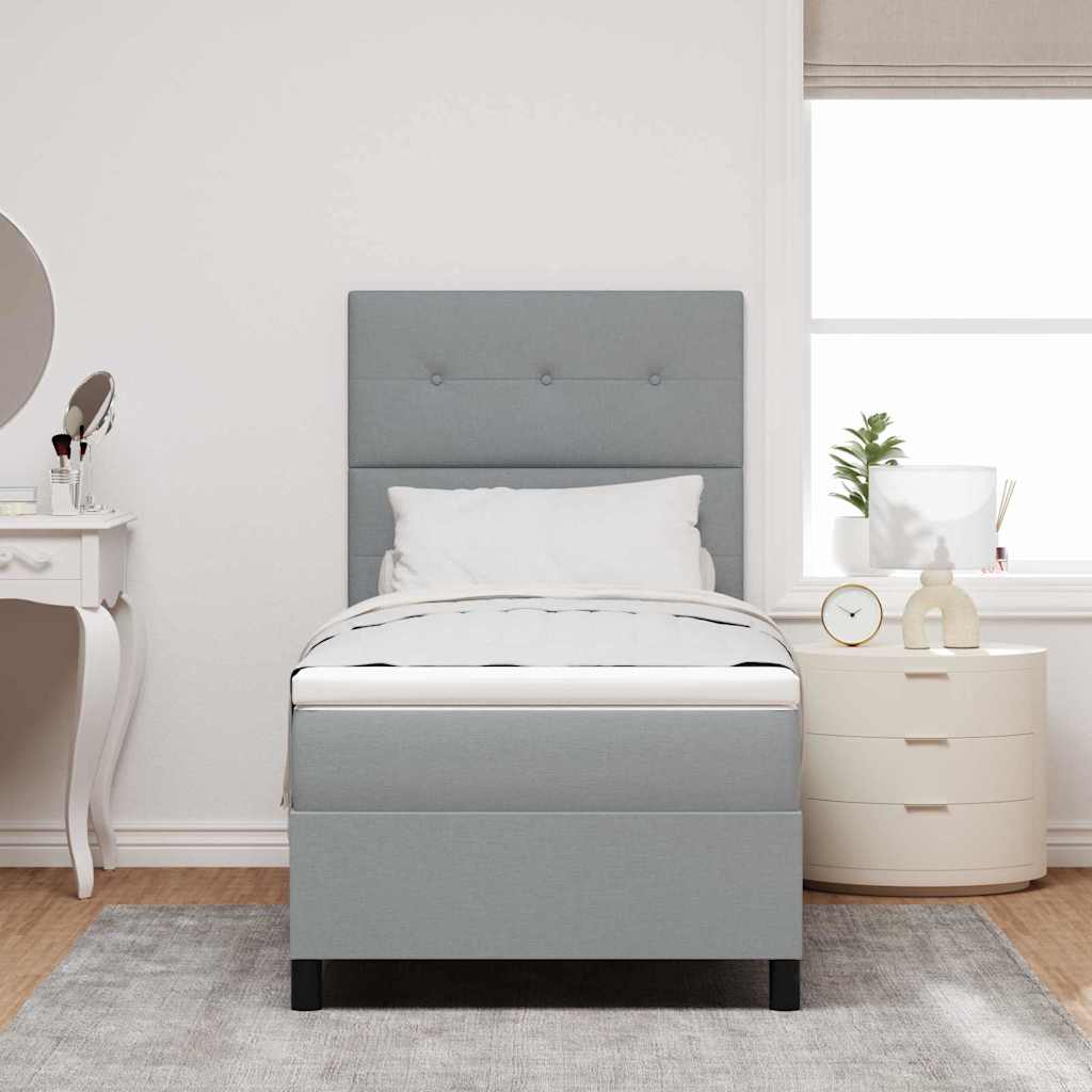 Box Spring Seng Med Madras Lysegrå 100 X 200 Cm Stof - Billede 5