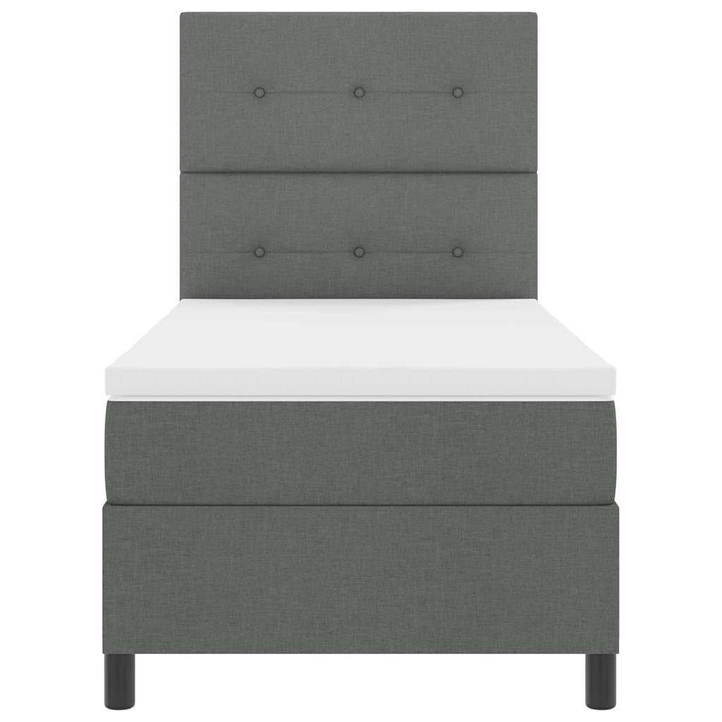 Box Spring Seng Med Madras Mørkegrå 100 X 200 Cm Stof - Billede 9