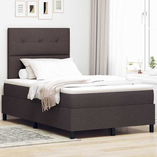 Box Spring Seng Med Madras Mørkebrun 120 X 190 Cm Stof - Hovedbillede
