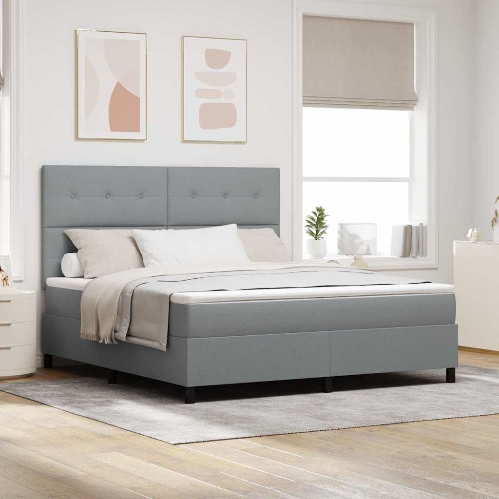 Box Spring Seng Med LED-lysstrimler Stof - Variant 3342886