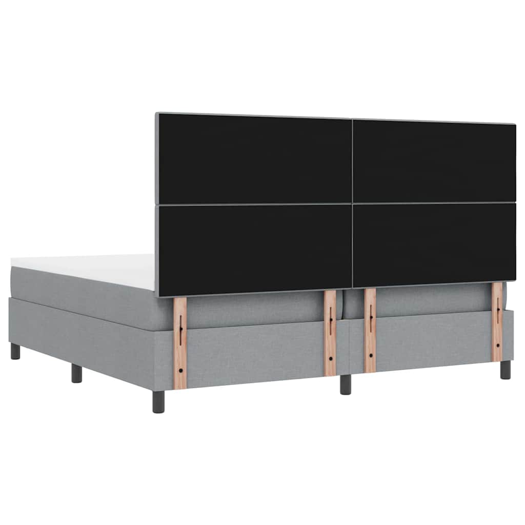 Box Spring Seng Med Madras Lysegrå 200 X 200 Cm Stof - Billede 11