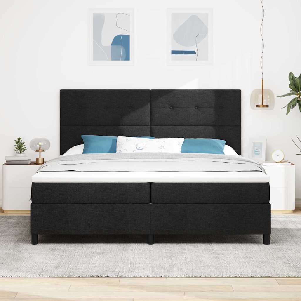 Box Spring Seng Med Madras Sort 200 X 200 Cm Stof - Billede 5