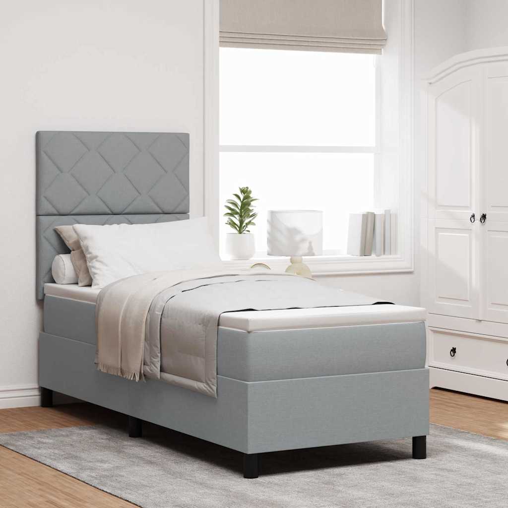 Box Spring Seng Med LED-lysstrimler Stof - Hovedbillede