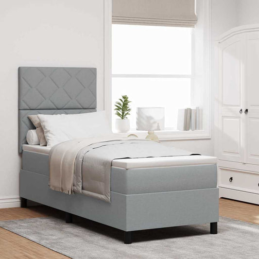 Box Spring Seng Med LED-lysstrimler Stof - Hovedbillede