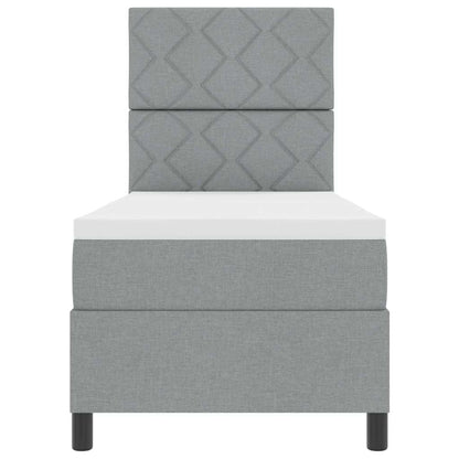 Box Spring Seng Med Madras Lysegrå 80 X 200 Cm Stof - Billede 9