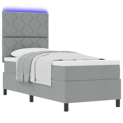 Box Spring Seng Med LED-lysstrimler Stof - Billede 3