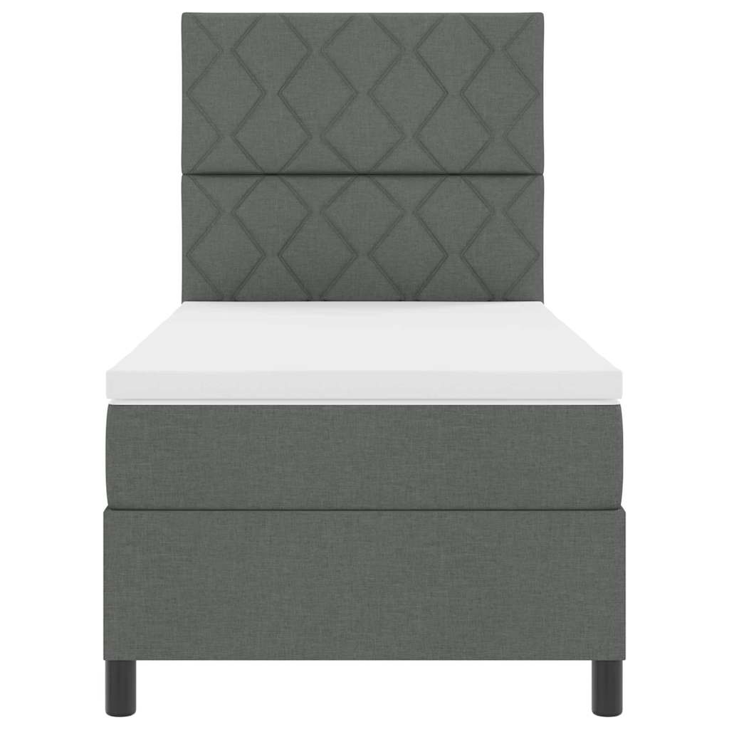 Box Spring Seng Med Madras Mørkegrå 90 X 200 Cm Stof - Billede 9
