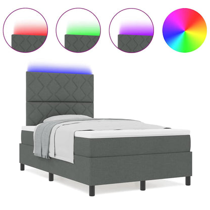 Box Spring Seng Med Madras Mørkegrå 120 X 190 Cm Stof - Billede 4