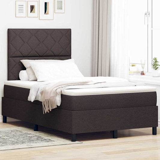 Box Spring Seng Med Madras Mørkebrun 120 X 190 Cm Stof - Hovedbillede