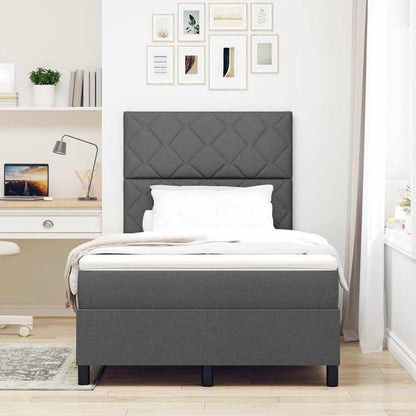 Box Spring Seng Med Madras Mørkegrå 120 X 200 Cm Stof - Billede 4