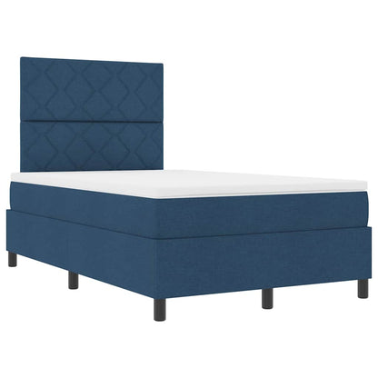 Box Spring Seng Med Madras Med Hovedgærde Blå 120 X 200 Cm Stof - Billede 6