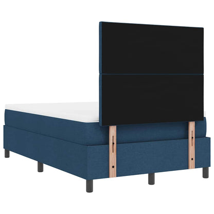 Box Spring Seng Med Madras Med Hovedgærde Blå 120 X 200 Cm Stof - Billede 10