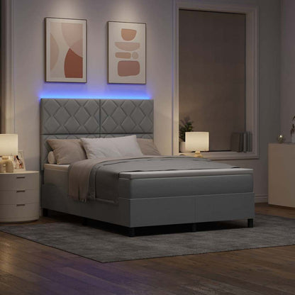 Box Spring Seng Med Madras Lysegrå 140 X 190 Cm Stof - Billede 5