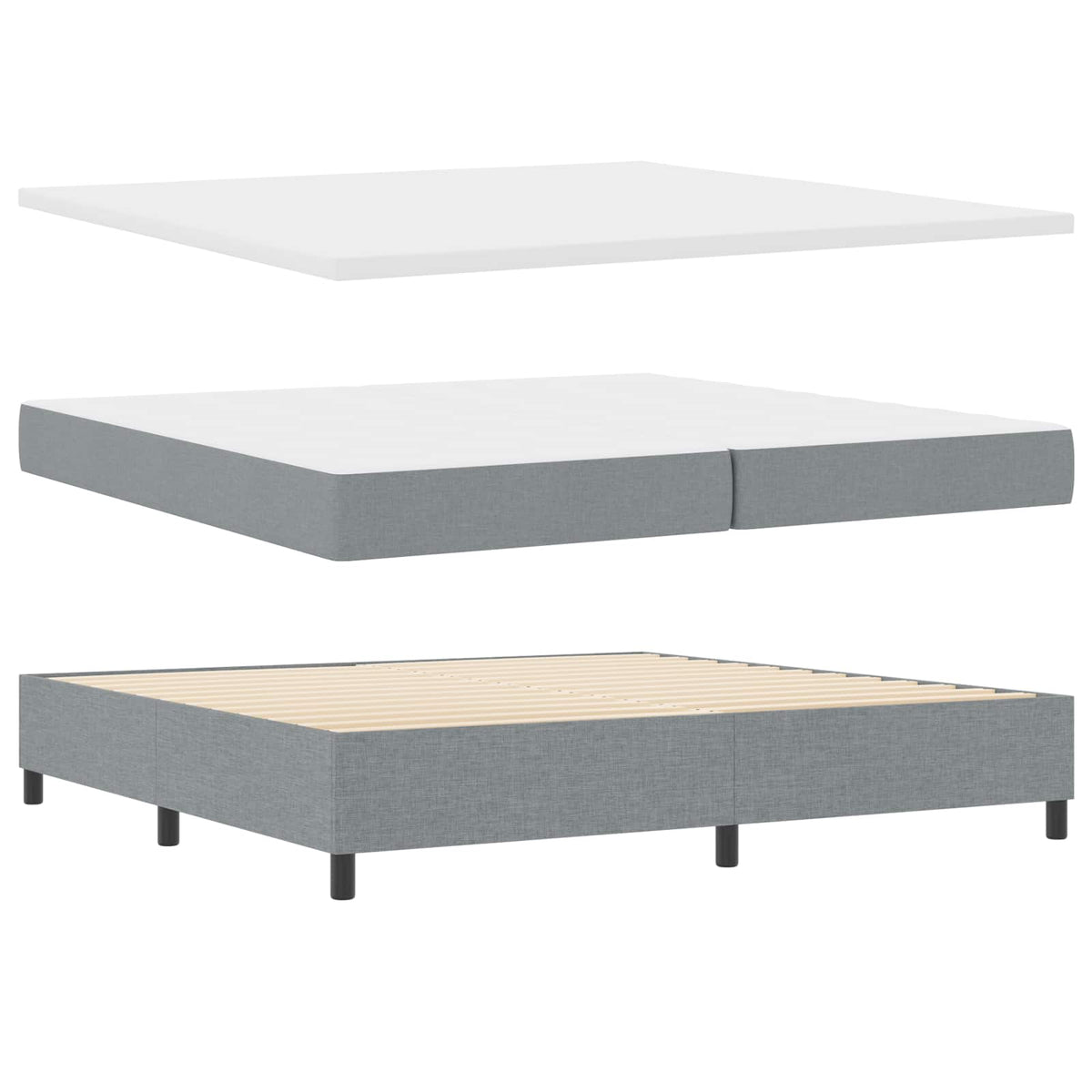 Box Spring Seng Med LED-lysstrimler Stof - Variant 3342970