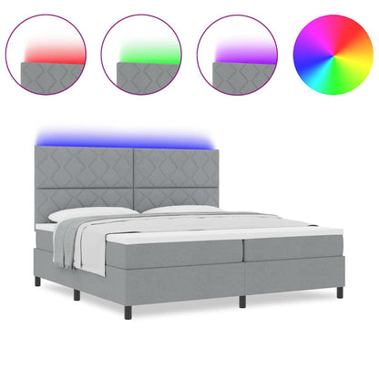 Box Spring Seng Med Madras Lysegrå 200 X 200 Cm Stof - Billede 4