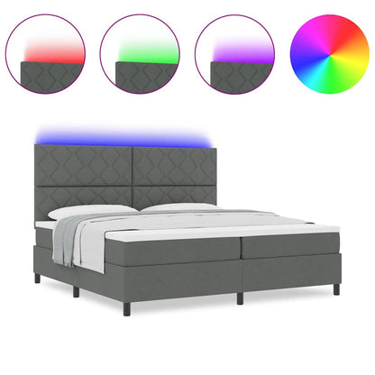 Box Spring Seng Med Madras Mørkegrå 200 X 200 Cm Stof - Billede 4