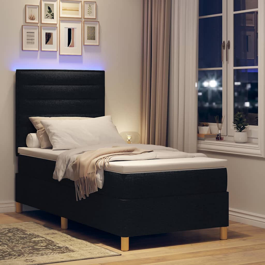 LED Box Spring Bed Med Madras Stof - Billede 5