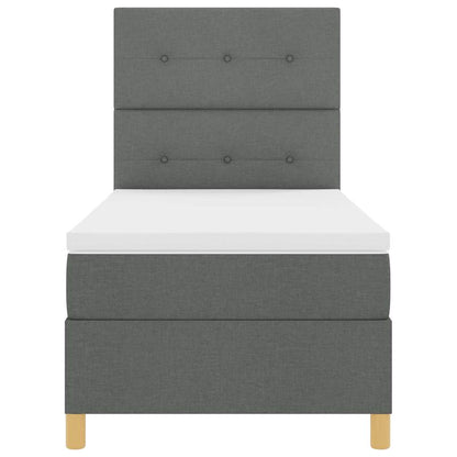 Box Spring Seng Med Madras Mørkegrå 100 X 200 Cm Stof - Billede 9