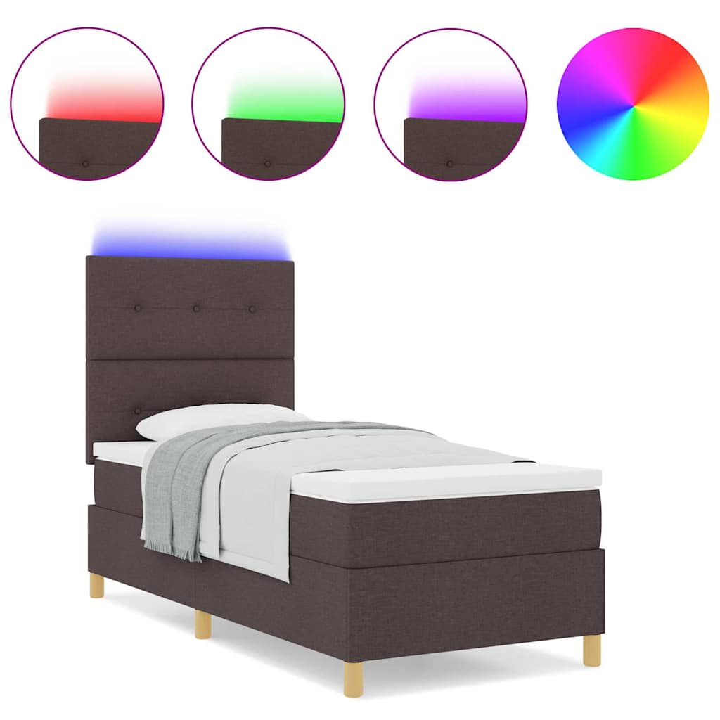 Box Spring Seng Med Madras Mørkebrun 100 X 200 Cm Stof - Billede 4