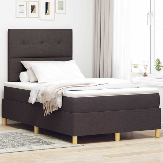 Box Spring Seng Med Madras Mørk Brun 120 X 190 Cm Stof - Hovedbillede