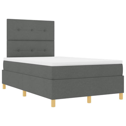 Box Spring Seng Med Madras Mørkegrå 120 X 200 Cm Stof - Billede 6