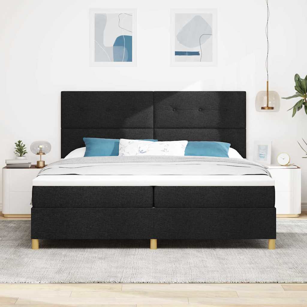 Box Spring Seng Med Madras Sort 200 X 200 Cm Stof - Billede 5