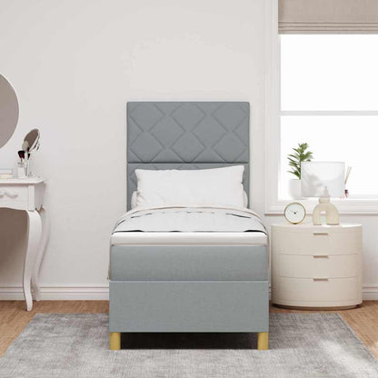 Box Spring Seng Med Madras Lysegrå 80 X 200 Cm Stof - Billede 5