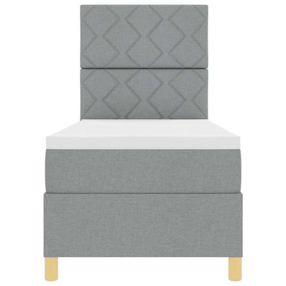 Box Spring Seng Med Madras Lysegrå 80 X 200 Cm Stof - Billede 9