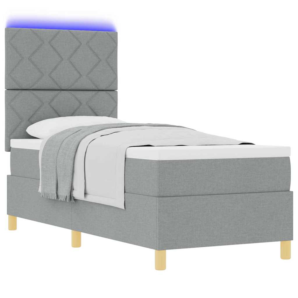 LED Box Spring Bed Med Hovedgærde Stof - Billede 3
