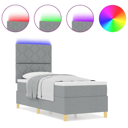 Box Spring Seng Med Madras Lysegrå 80 X 200 Cm Stof - Billede 4