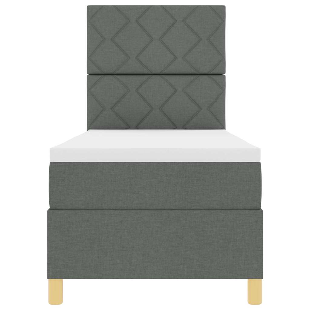 Box Spring Seng Med Madras Mørkegrå 80 X 200 Cm Stof - Billede 9