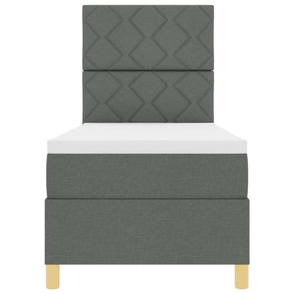 Box Spring Seng Med Madras Mørkegrå 80 X 200 Cm Stof - Billede 9