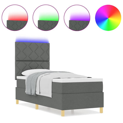 Box Spring Seng Med Madras Mørkegrå 80 X 200 Cm Stof - Billede 4